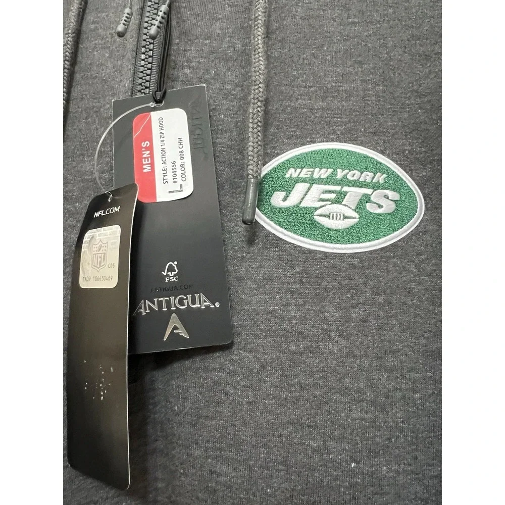 NWT New York Jets Antigua Quarter Zip Pullover Men's Size Large NFL‎ Football